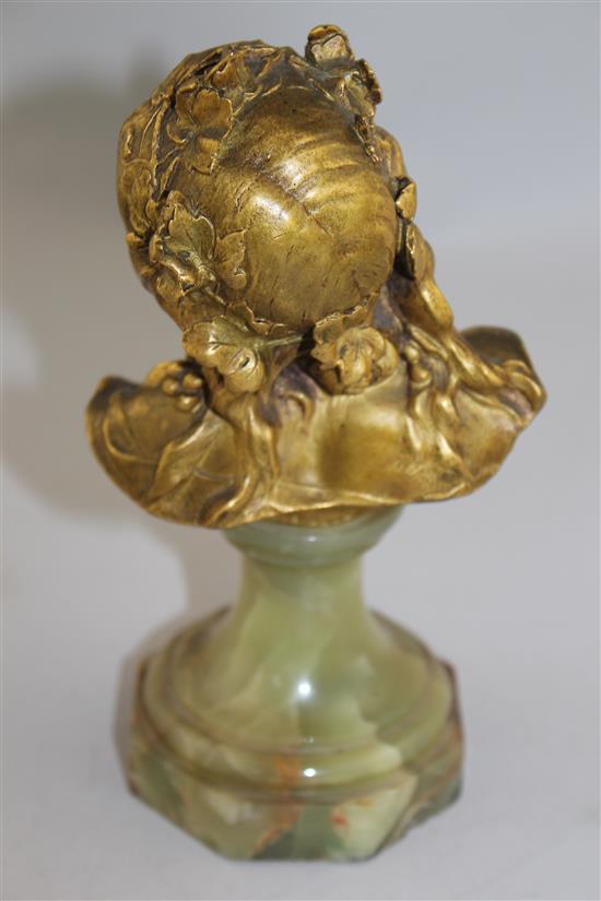 Jean Antoine Injalbert (French, 1845-1933). A 19th century gilt bronze bust of a smiling child, 5in.